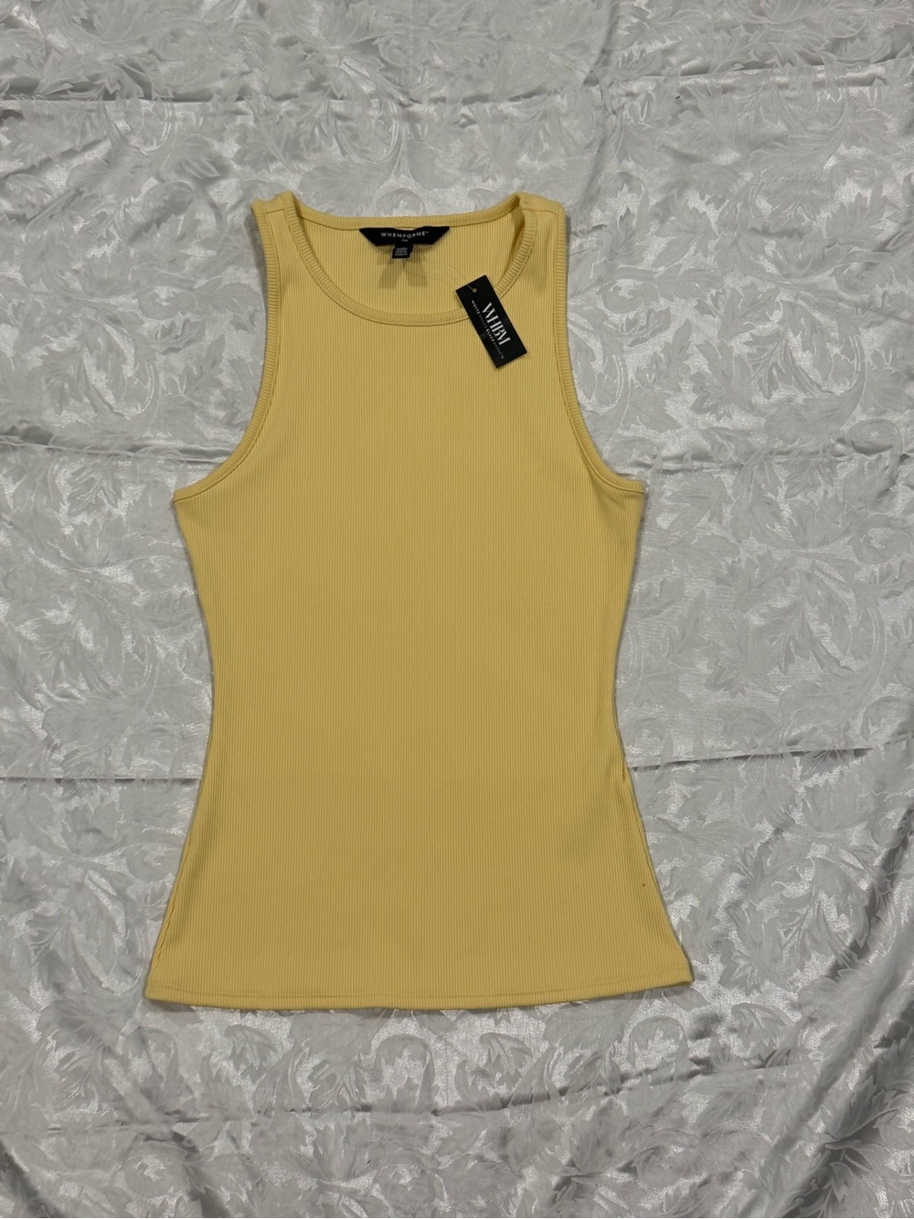 White House Black Market Yellow Ribbed Tank Top